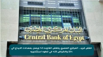 خفض فريد.. المركزي المصري يخفض الفائدة 2% ويصل بمعدلات الإيداع إلى 22% والإقراض 23% في خطوة استثنائية